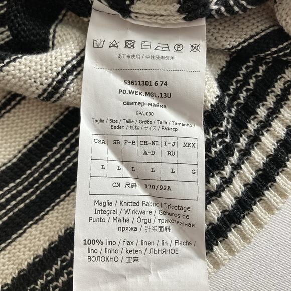 Weekend Max‎ Mara Black White Striped Crew Neck Sweater Est. Size L Old Money - Picture 4 of 14